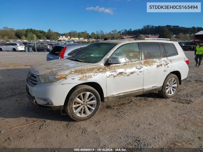 5TDDK3EH0CS165494 2012 Toyota Highlander Limited V6