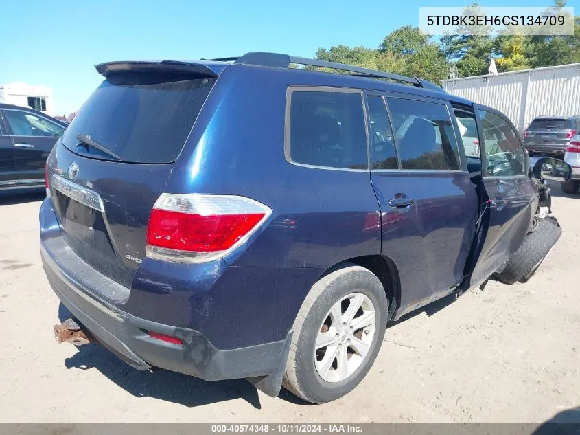 2012 Toyota Highlander Se V6 VIN: 5TDBK3EH6CS134709 Lot: 40574348