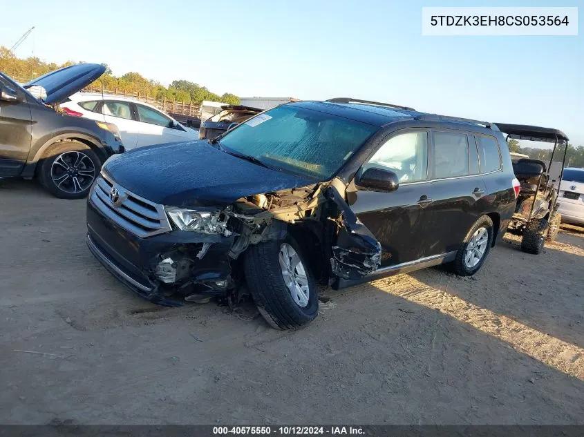 2012 Toyota Highlander Se VIN: 5TDZK3EH8CS053564 Lot: 40575550