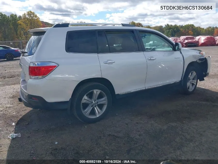 2012 Toyota Highlander Limited V6 VIN: 5TDDK3EH6CS130684 Lot: 40582189