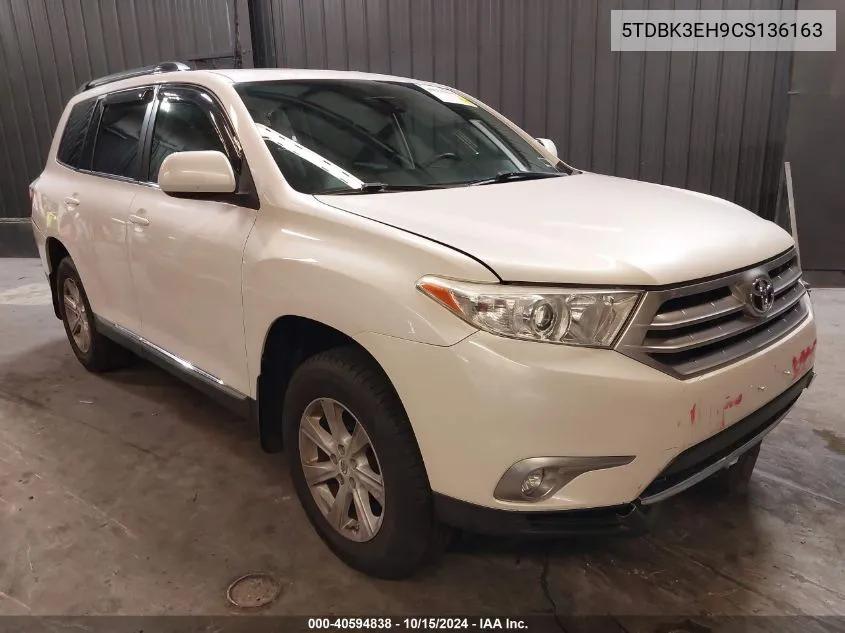 2012 Toyota Highlander Se V6 VIN: 5TDBK3EH9CS136163 Lot: 40594838