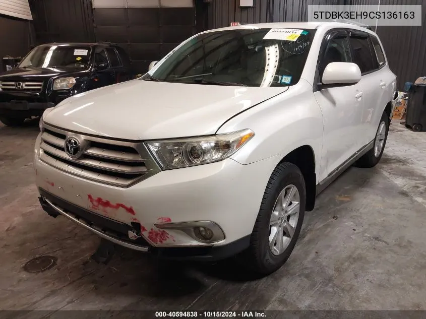 2012 Toyota Highlander Se V6 VIN: 5TDBK3EH9CS136163 Lot: 40594838