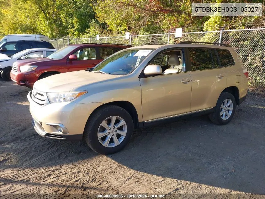 2012 Toyota Highlander Se V6 VIN: 5TDBK3EH0CS105027 Lot: 40608985