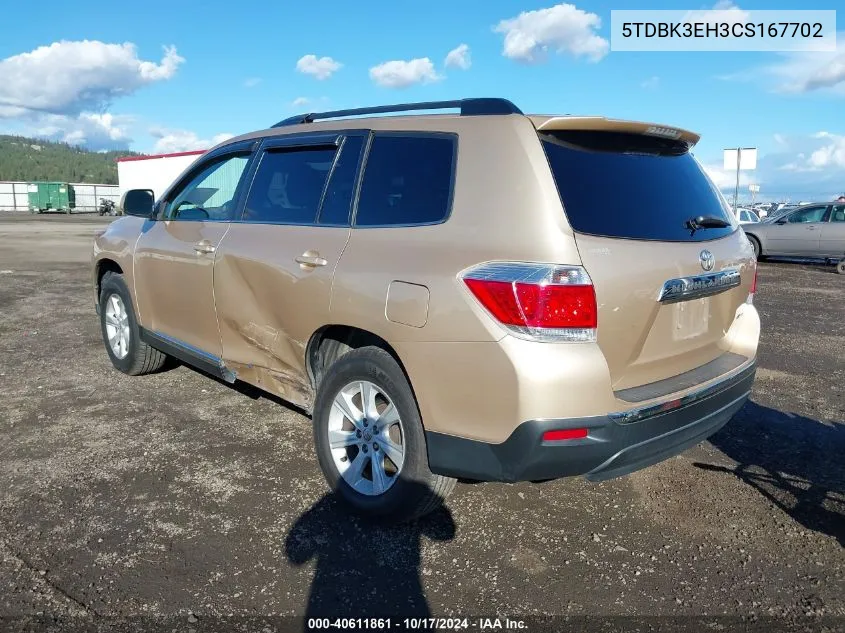 2012 Toyota Highlander Se V6 VIN: 5TDBK3EH3CS167702 Lot: 40611861