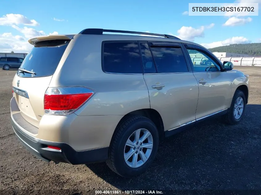 2012 Toyota Highlander Se V6 VIN: 5TDBK3EH3CS167702 Lot: 40611861