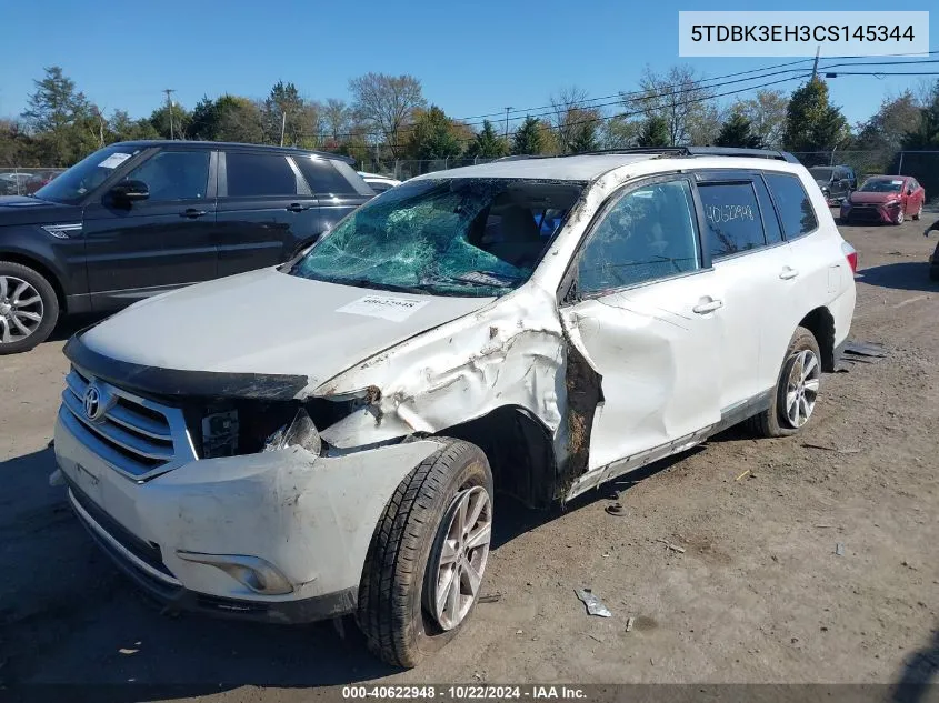 2012 Toyota Highlander Se VIN: 5TDBK3EH3CS145344 Lot: 40622948