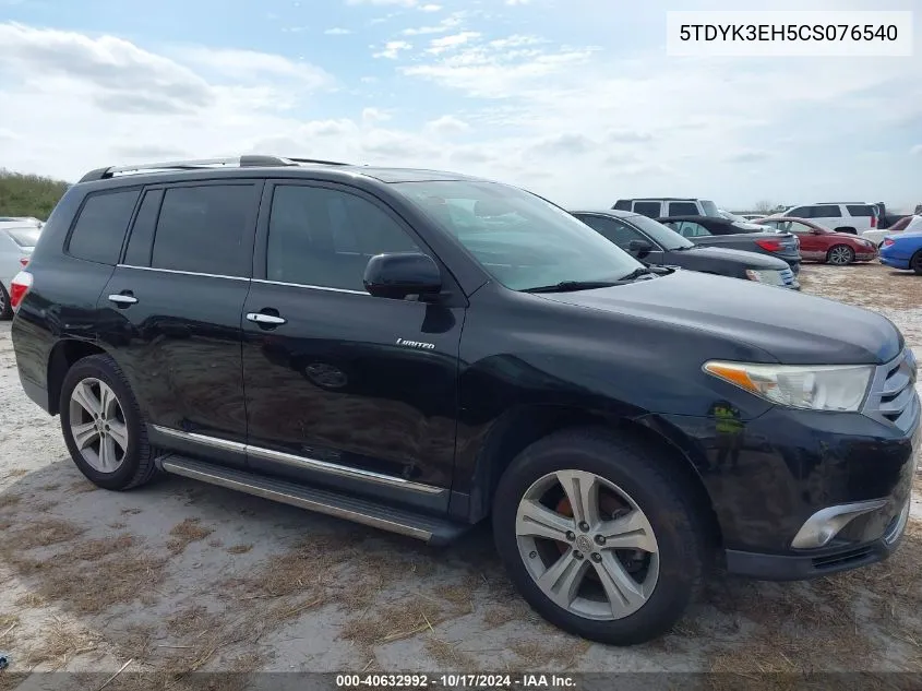 2012 Toyota Highlander Limited V6 VIN: 5TDYK3EH5CS076540 Lot: 40632992