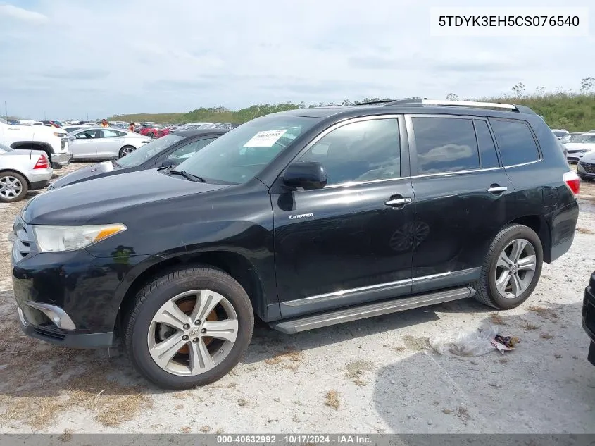 2012 Toyota Highlander Limited V6 VIN: 5TDYK3EH5CS076540 Lot: 40632992