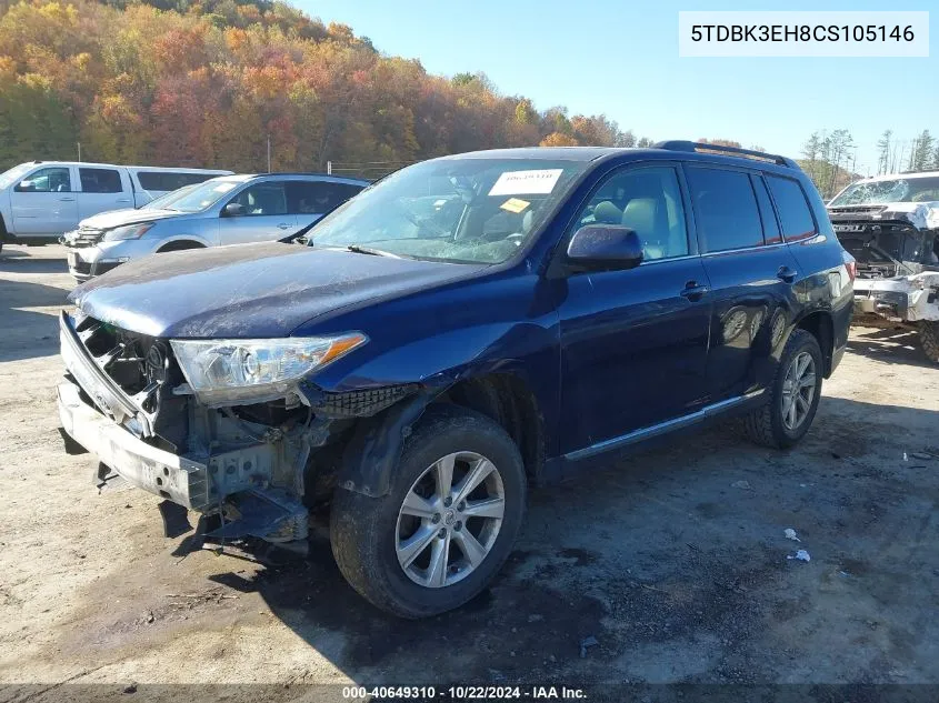 2012 Toyota Highlander Se V6 VIN: 5TDBK3EH8CS105146 Lot: 40649310