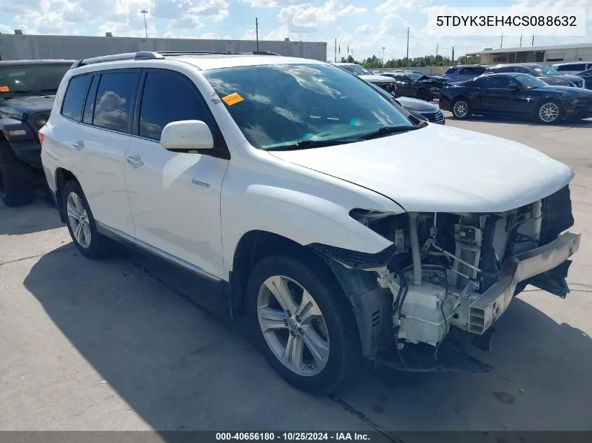 2012 Toyota Highlander Limited V6 VIN: 5TDYK3EH4CS088632 Lot: 40656180