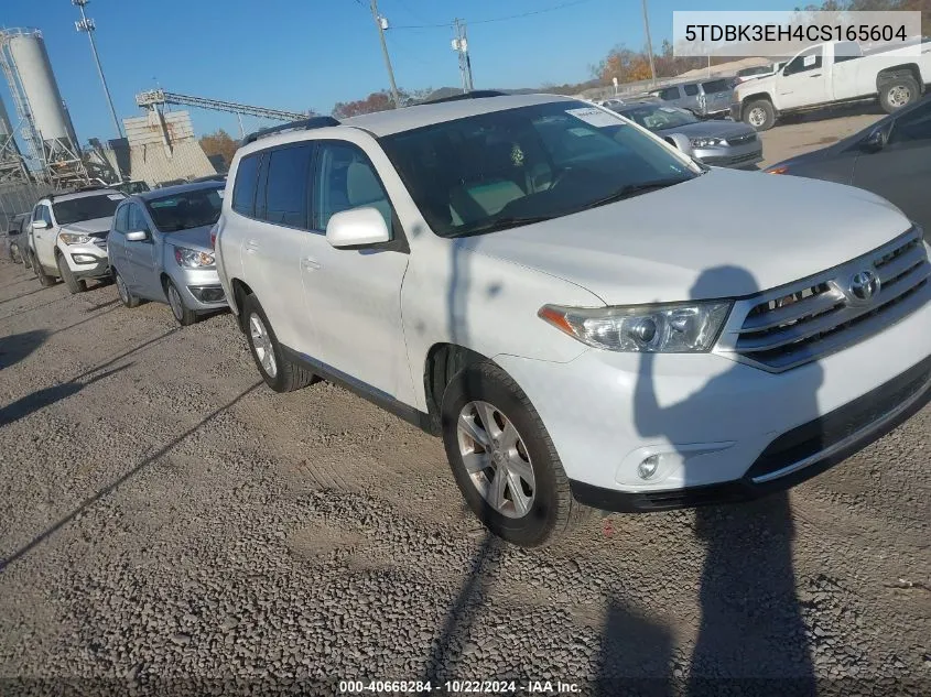 2012 Toyota Highlander Base V6 VIN: 5TDBK3EH4CS165604 Lot: 40668284