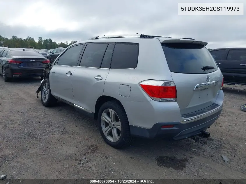 2012 Toyota Highlander Limited V6 VIN: 5TDDK3EH2CS119973 Lot: 40673954