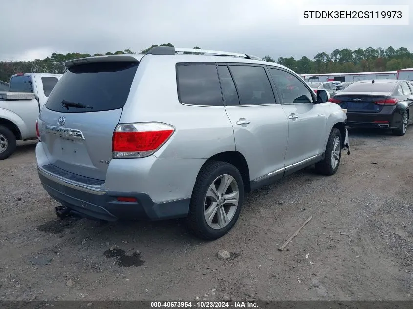 2012 Toyota Highlander Limited V6 VIN: 5TDDK3EH2CS119973 Lot: 40673954