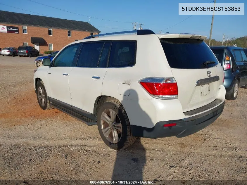 2012 Toyota Highlander Limited V6 VIN: 5TDDK3EH8CS153853 Lot: 40676984