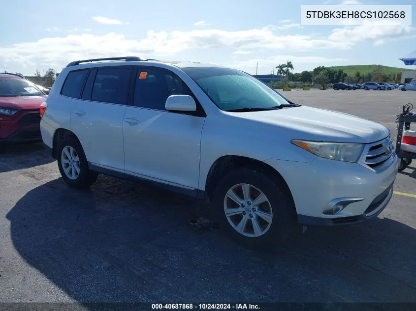 5TDBK3EH8CS102568 2012 Toyota Highlander Se V6