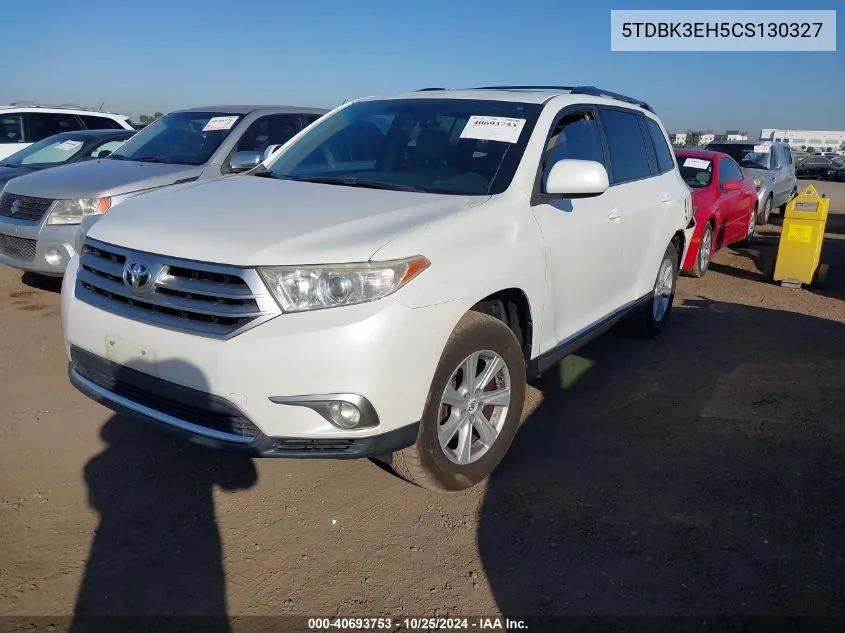 2012 Toyota Highlander Se V6 VIN: 5TDBK3EH5CS130327 Lot: 40693753