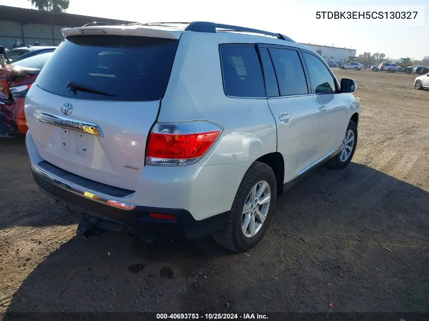 2012 Toyota Highlander Se V6 VIN: 5TDBK3EH5CS130327 Lot: 40693753