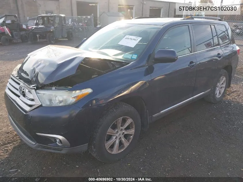 2012 Toyota Highlander Se V6 VIN: 5TDBK3EH7CS102030 Lot: 40696902