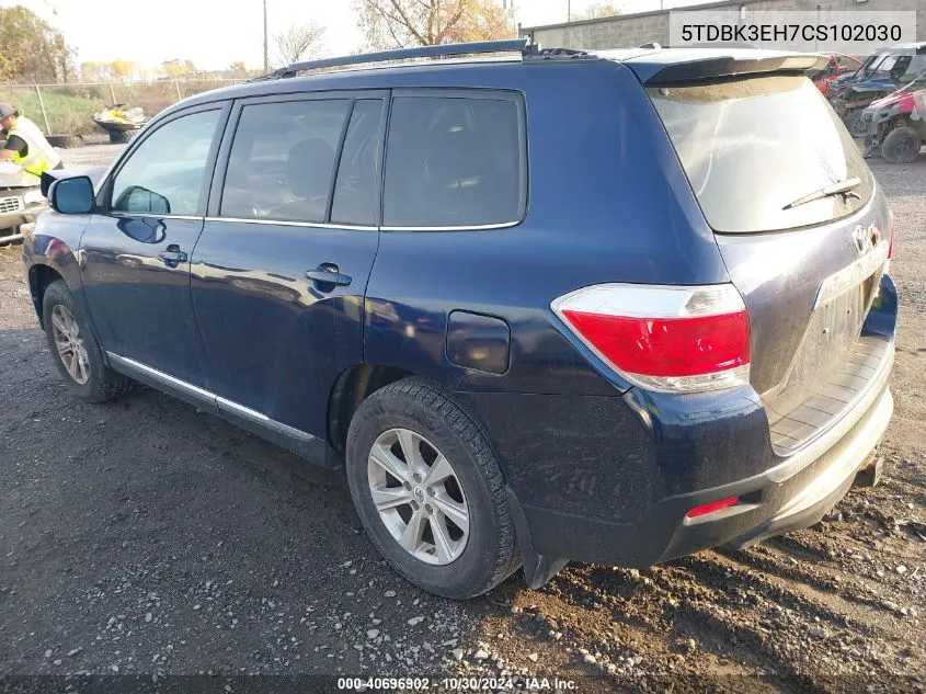 2012 Toyota Highlander Se V6 VIN: 5TDBK3EH7CS102030 Lot: 40696902