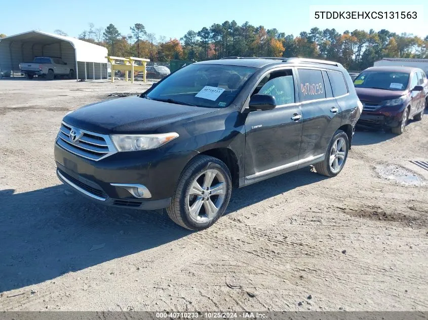 2012 Toyota Highlander Limited V6 VIN: 5TDDK3EHXCS131563 Lot: 40710233