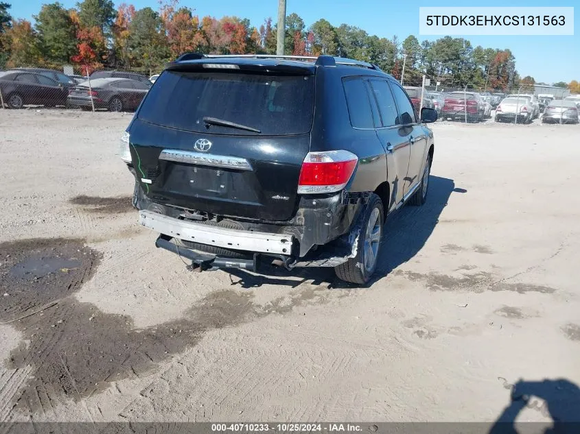 2012 Toyota Highlander Limited V6 VIN: 5TDDK3EHXCS131563 Lot: 40710233