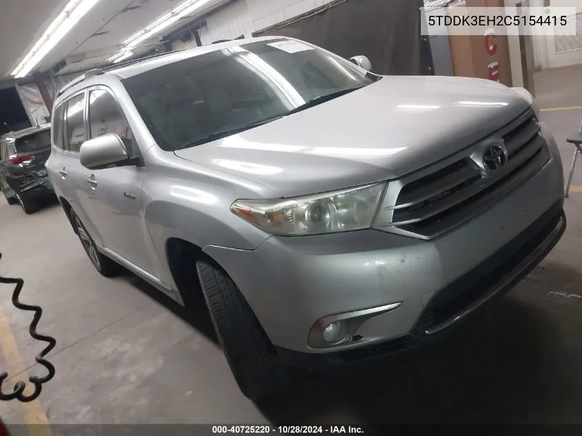 2012 Toyota Highlander Limited V6 VIN: 5TDDK3EH2C5154415 Lot: 40725220