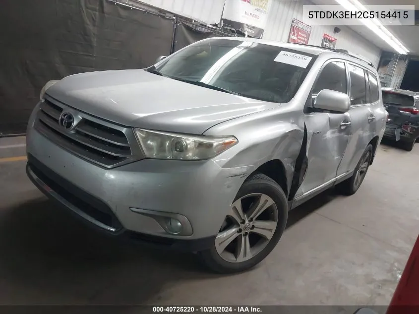 2012 Toyota Highlander Limited V6 VIN: 5TDDK3EH2C5154415 Lot: 40725220