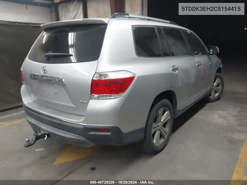 2012 Toyota Highlander Limited V6 VIN: 5TDDK3EH2C5154415 Lot: 40725220