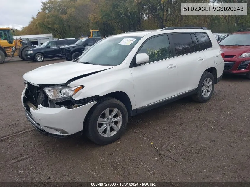 2012 Toyota Highlander Se VIN: 5TDZA3EH9CS020348 Lot: 40727308