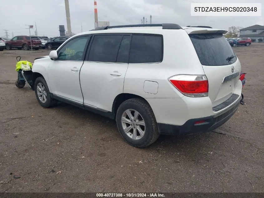 2012 Toyota Highlander Se VIN: 5TDZA3EH9CS020348 Lot: 40727308