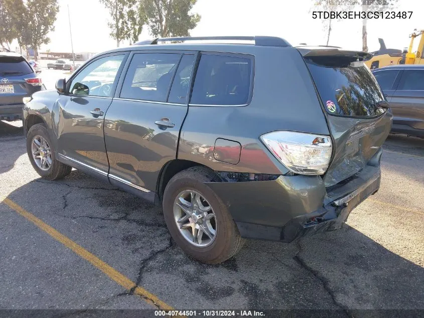 2012 Toyota Highlander Se V6 VIN: 5TDBK3EH3CS123487 Lot: 40744501