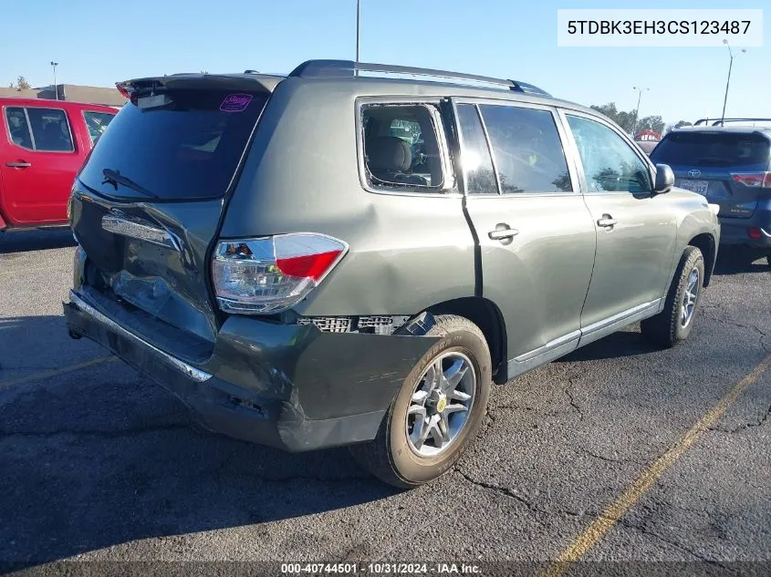 2012 Toyota Highlander Se V6 VIN: 5TDBK3EH3CS123487 Lot: 40744501