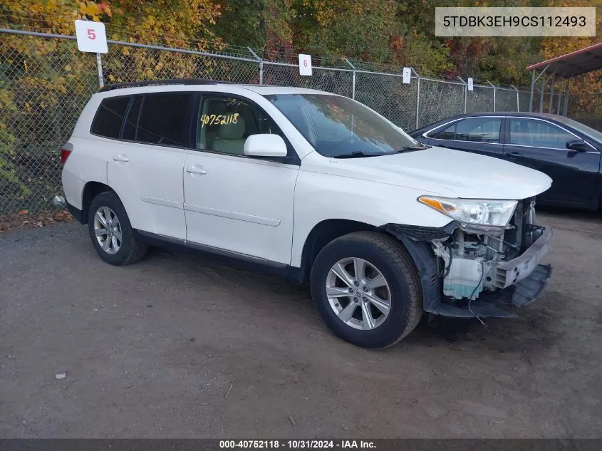 2012 Toyota Highlander Se V6 VIN: 5TDBK3EH9CS112493 Lot: 40752118