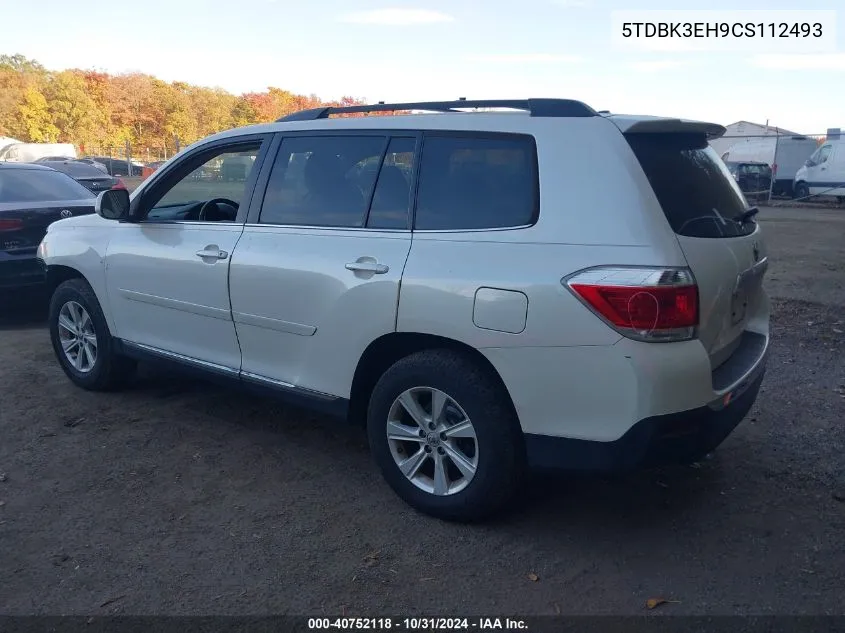 2012 Toyota Highlander Se V6 VIN: 5TDBK3EH9CS112493 Lot: 40752118