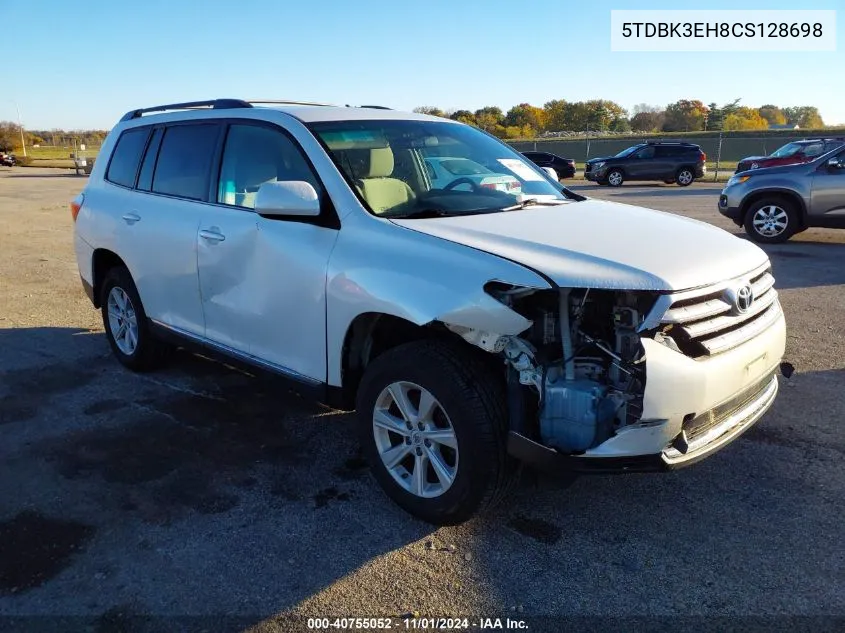 2012 Toyota Highlander Se VIN: 5TDBK3EH8CS128698 Lot: 40755052