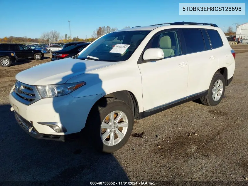 2012 Toyota Highlander Se VIN: 5TDBK3EH8CS128698 Lot: 40755052