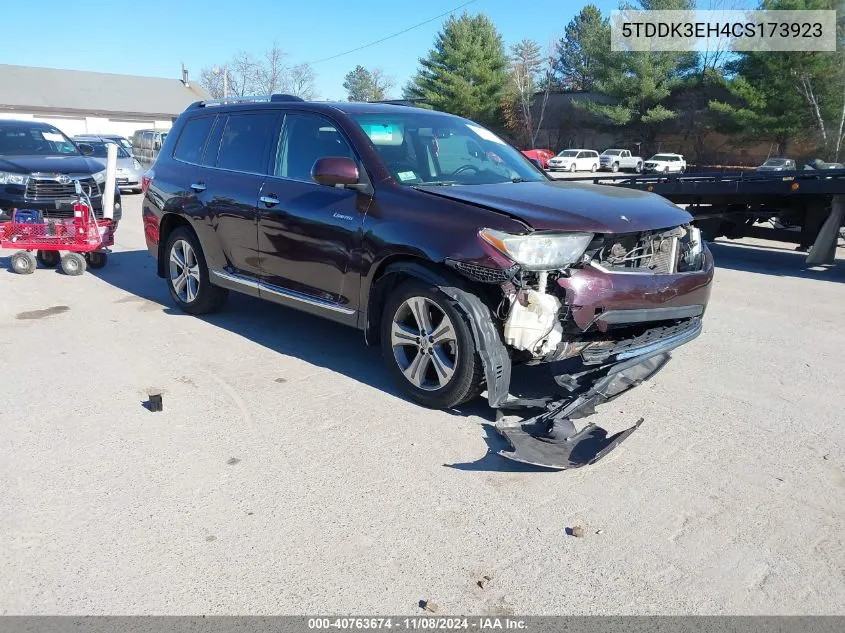 2012 Toyota Highlander Limited V6 VIN: 5TDDK3EH4CS173923 Lot: 40763674