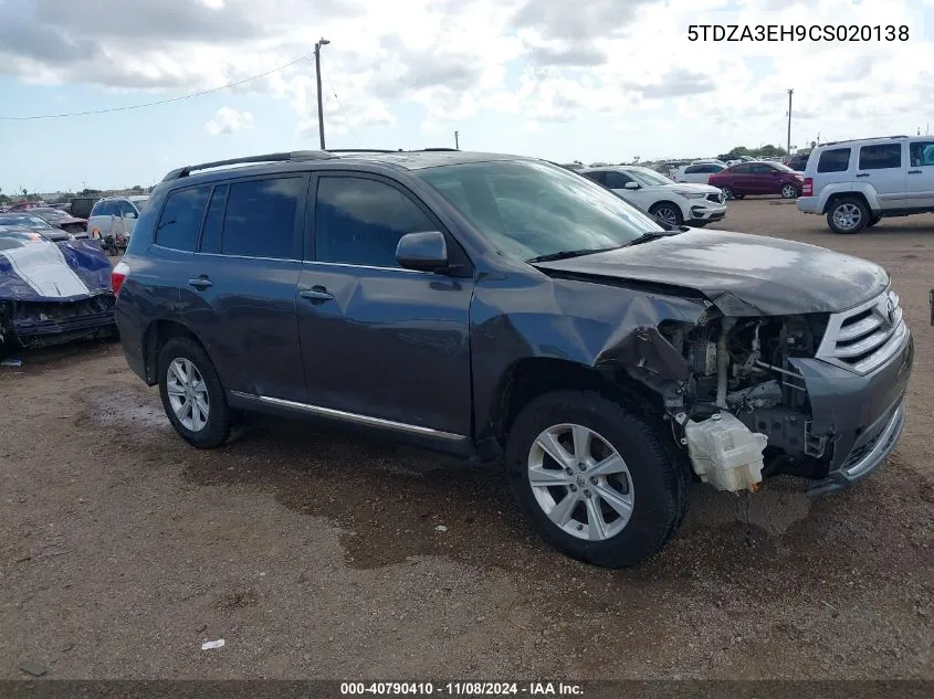 2012 Toyota Highlander Se VIN: 5TDZA3EH9CS020138 Lot: 40790410