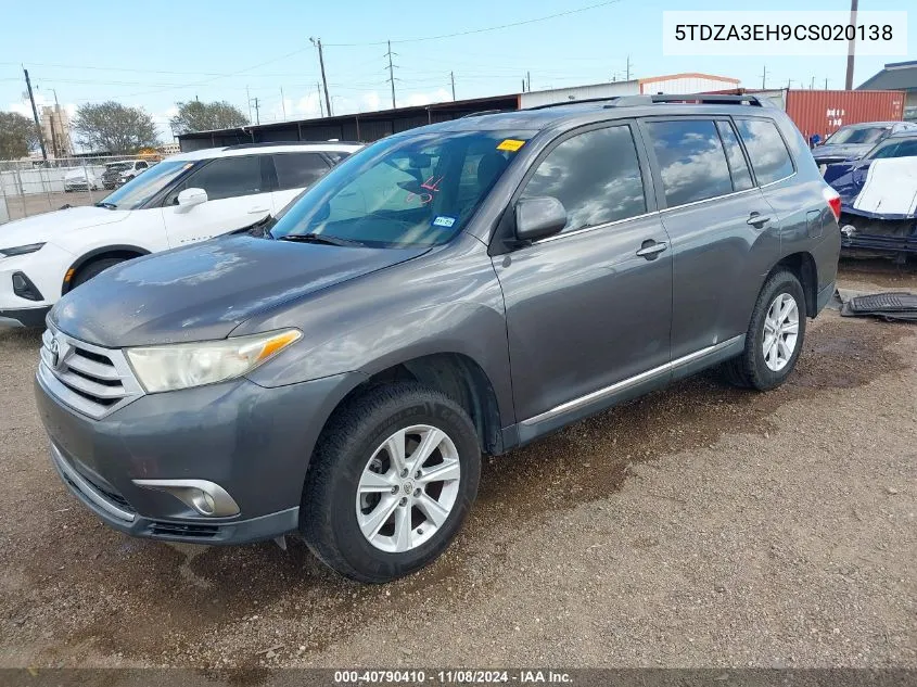 2012 Toyota Highlander Se VIN: 5TDZA3EH9CS020138 Lot: 40790410