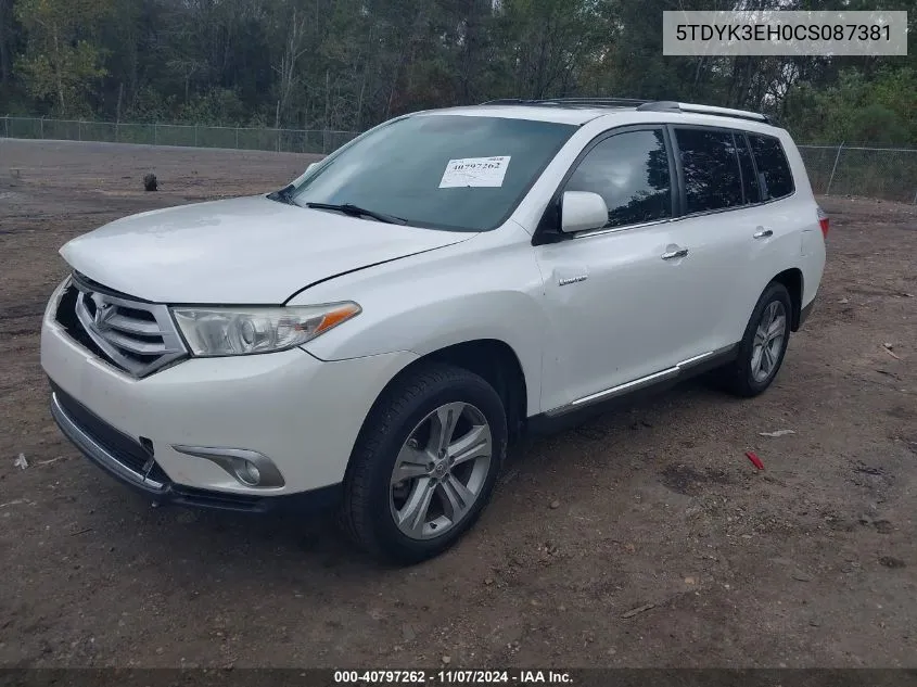 2012 Toyota Highlander Limited V6 VIN: 5TDYK3EH0CS087381 Lot: 40797262