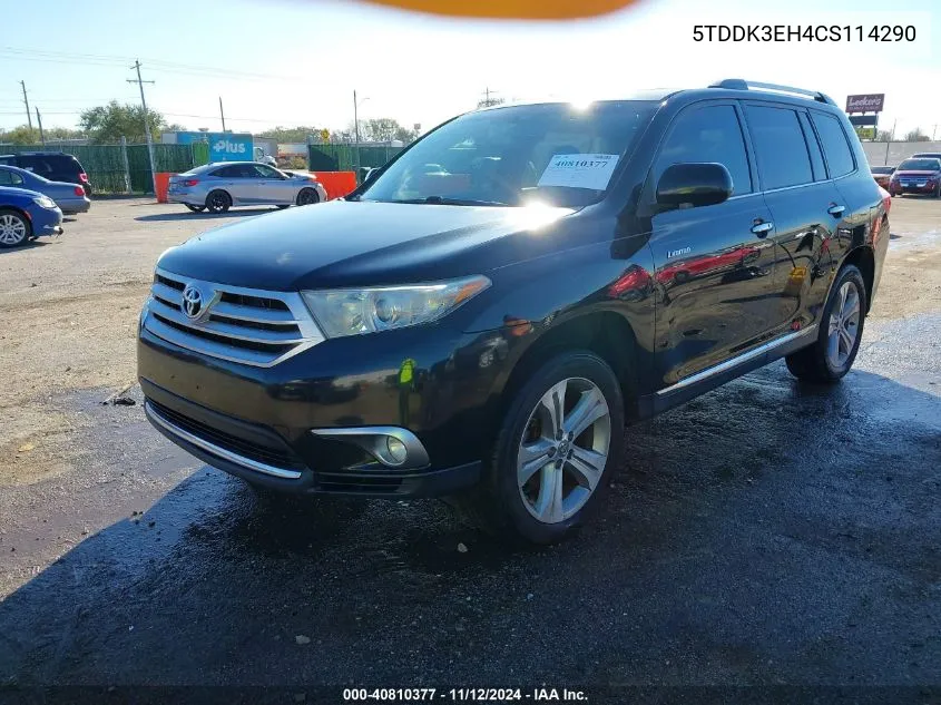 2012 Toyota Highlander Limited V6 VIN: 5TDDK3EH4CS114290 Lot: 40810377