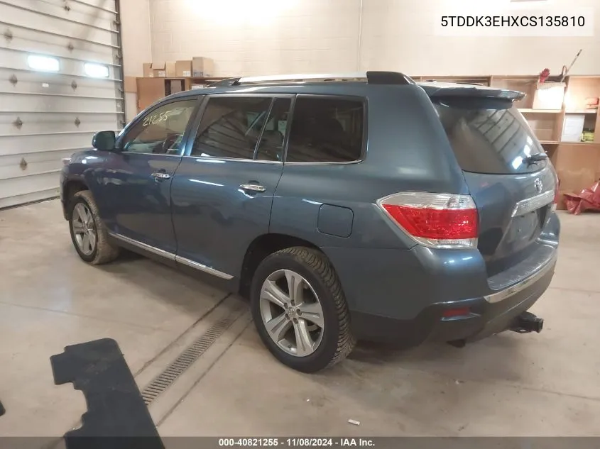 2012 Toyota Highlander Limited V6 VIN: 5TDDK3EHXCS135810 Lot: 40821255