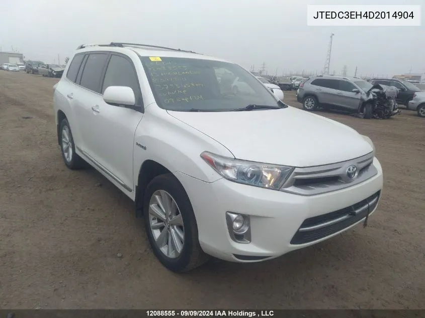 2013 Toyota Highlander Hybrid Limited VIN: JTEDC3EH4D2014904 Lot: 12088555