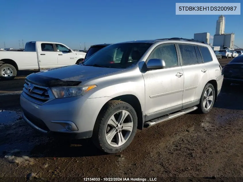 2013 Toyota Highlander Plus/Se VIN: 5TDBK3EH1DS200987 Lot: 12134033