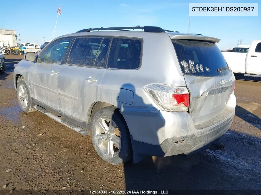 2013 Toyota Highlander Plus/Se VIN: 5TDBK3EH1DS200987 Lot: 12134033