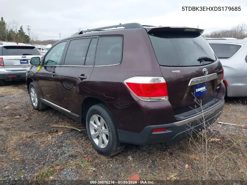 2013 Toyota Highlander Se V6 VIN: 5TDBK3EHXDS179685 Lot: 38576216