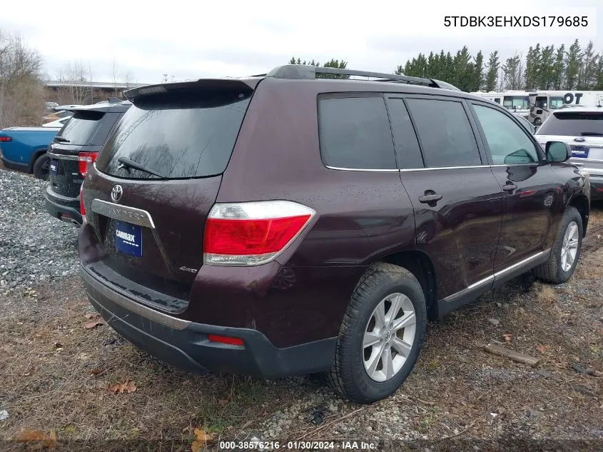 2013 Toyota Highlander Se V6 VIN: 5TDBK3EHXDS179685 Lot: 38576216