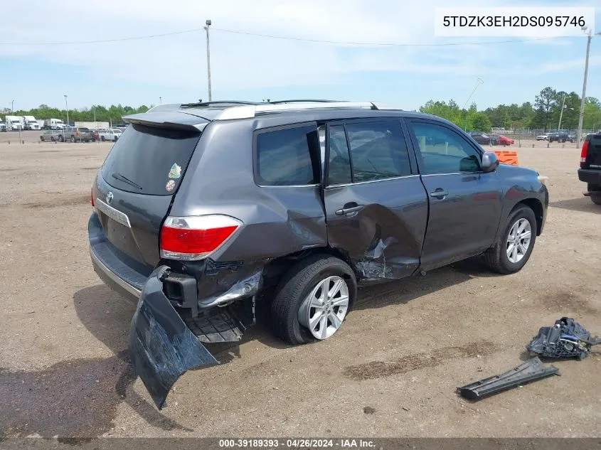 2013 Toyota Highlander Base V6 VIN: 5TDZK3EH2DS095746 Lot: 39189393