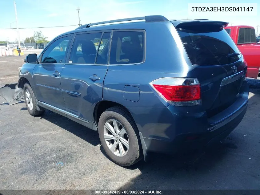 2013 Toyota Highlander Base Plus VIN: 5TDZA3EH3DS041147 Lot: 39342439