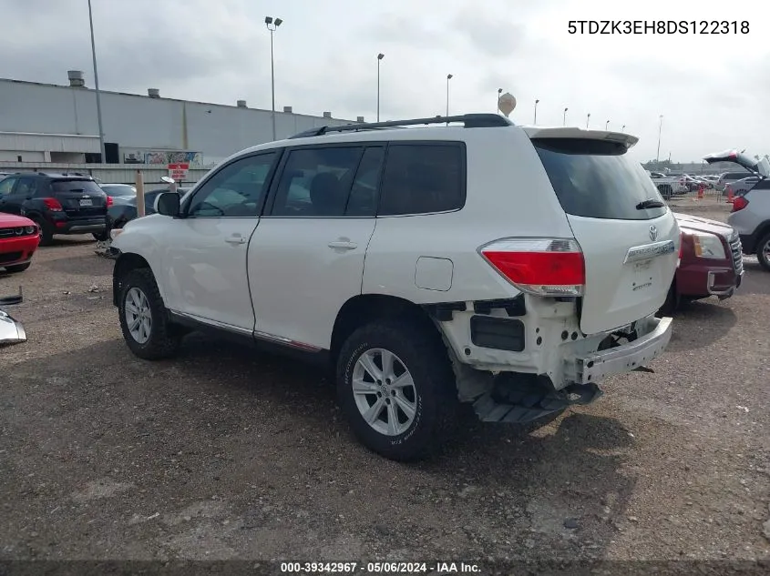 5TDZK3EH8DS122318 2013 Toyota Highlander Base V6